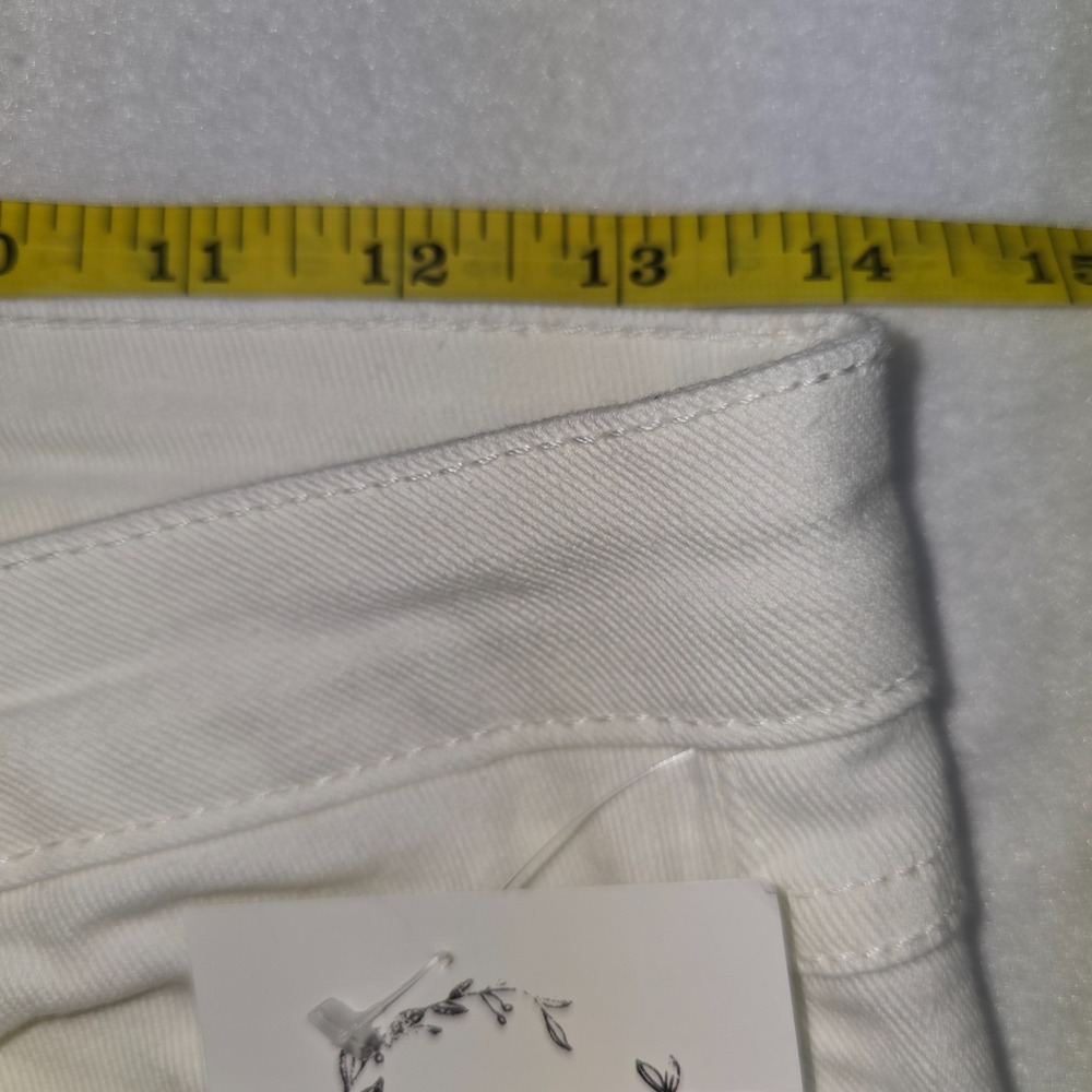 Womens White Raw Hem Flare Fairy Cottage Jean Cropped Small 28x26 Festival Indie - Picture 11 of 12